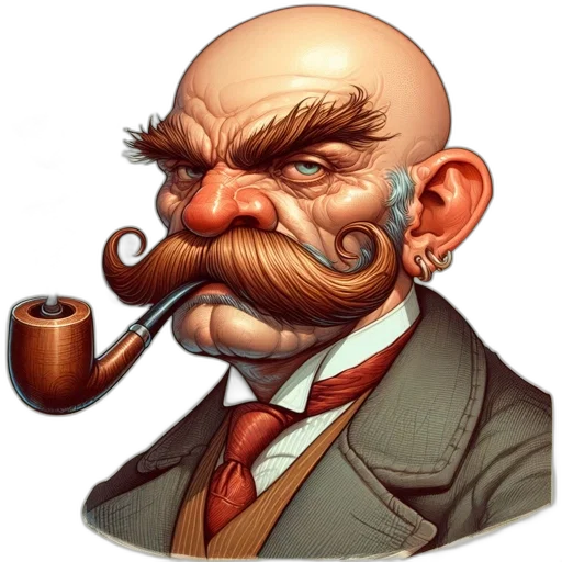 staff, face, concept art, photorealistic, comic book art, fantasy art, stern-faced, man transparent PNG cut-out