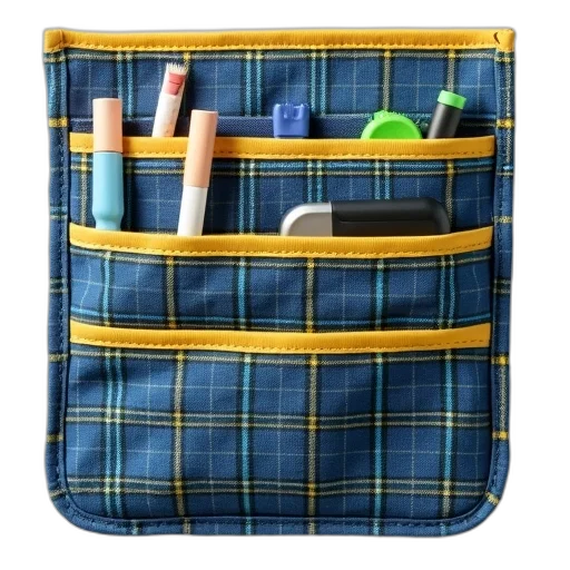 umbrella, jacket, blue, colorful, yellow, plaid, pocket, organizer transparent PNG cut-out