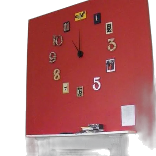 furniture, jewelry, 3d render, red, wall, large, clock, featuring transparent PNG cut-out