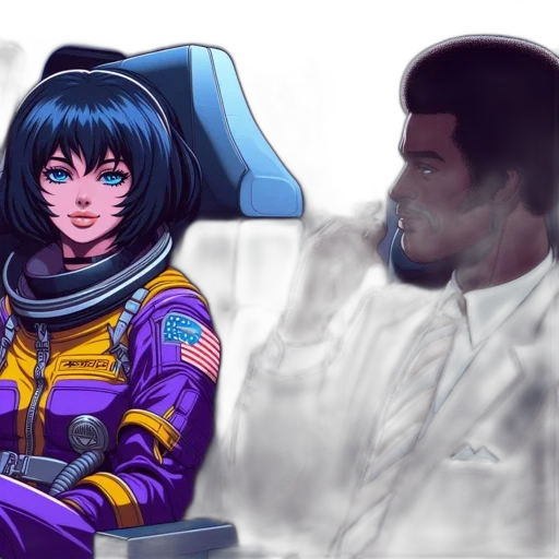 concept art, anime, comic book art, vaporwave, outer space, underwater, neon lights, blue transparent PNG cut-out