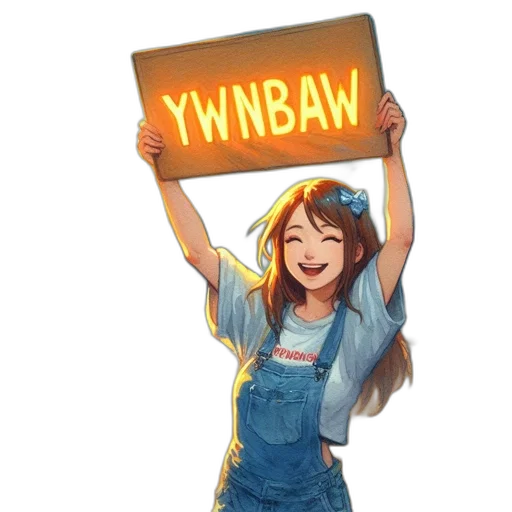 staff, anime, cartoon, concept art, pixel art, neon lights, animated, girl transparent PNG cut-out