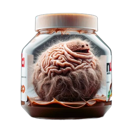 hair, food, creature, bottle, concept art, humorous, depiction, nutella transparent PNG cut-out