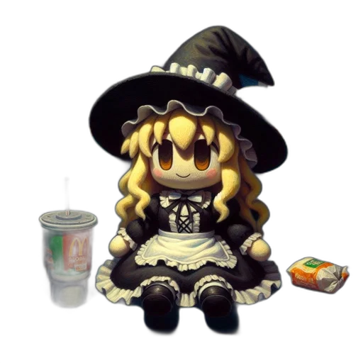 hat, food, staff, creature, pixel art, concept art, 3d render, fantasy art transparent PNG cut-out