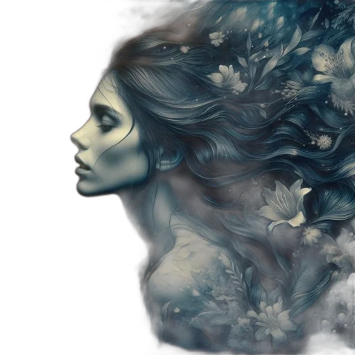 face, mask, fantasy art, photorealistic, watercolor, concept art, underwater, outer space transparent PNG cut-out