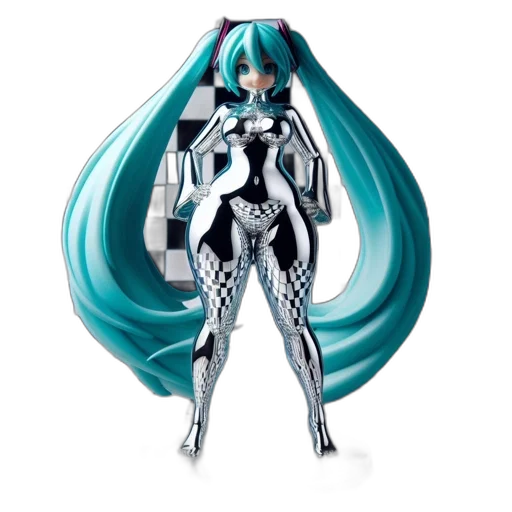 robot, hair, jewelry, dress, concept art, 3d render, vaporwave, anime transparent PNG cut-out