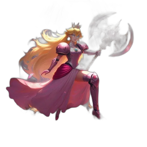 dress, staff, crown, sword, concept art, fantasy art, pixel art, anime transparent PNG cut-out
