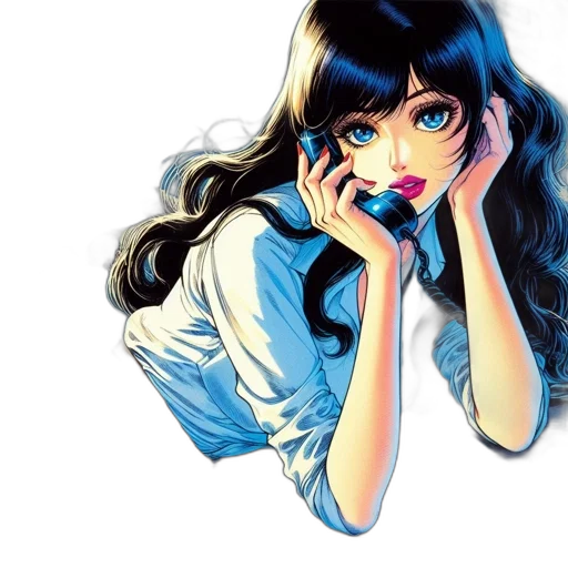 face, dress, anime, comic book art, photorealistic, cartoon, neon lights, blue transparent PNG cut-out