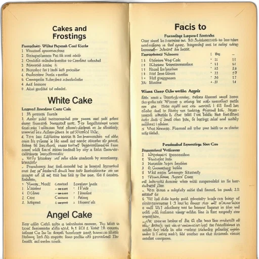 food, vintage, recipe, book, page, cakes, frostings, includes transparent PNG cut-out