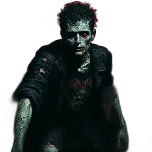 concept art, comic book art, photorealistic, pixel art, dark, image, shows, zombified transparent PNG cut-out