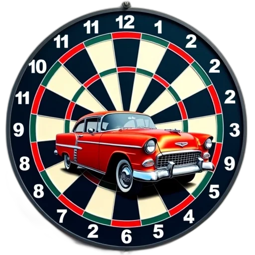 car, dartboard, vintage, design, text, dad, garage, top transparent PNG cut-out