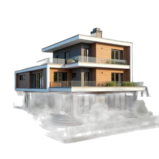 building, 3d render, photorealistic, concept art, fog, software, home, design transparent PNG cut-out