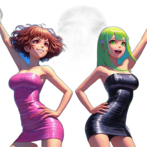 dress, concept art, vaporwave, 3d render, anime, green, pastel, neon transparent PNG cut-out