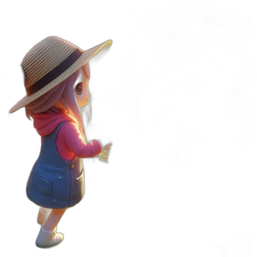 hat, staff, dress, flower, 3d render, concept art, photorealistic, fantasy art transparent PNG cut-out