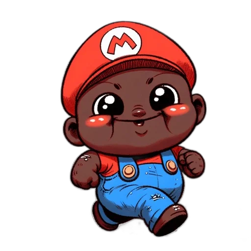 creature, cartoon, pixel art, concept art, 3d render, chibi-styled, mario, character transparent PNG cut-out