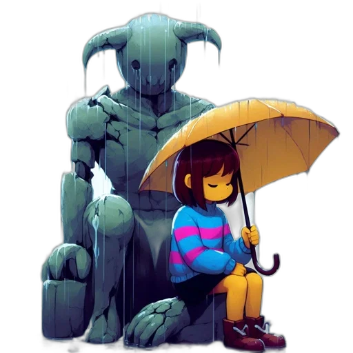 robot, umbrella, creature, dress, pixel art, concept art, fantasy art, cyberpunk transparent PNG cut-out