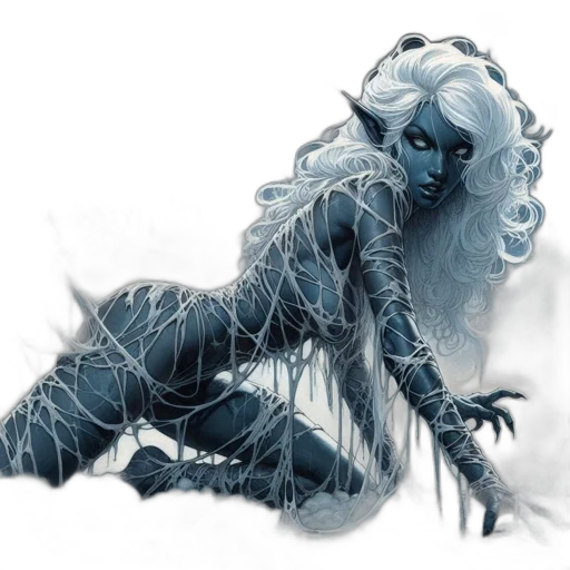 creature, comic book art, concept art, fantasy art, watercolor, underwater, blue, dark transparent PNG cut-out