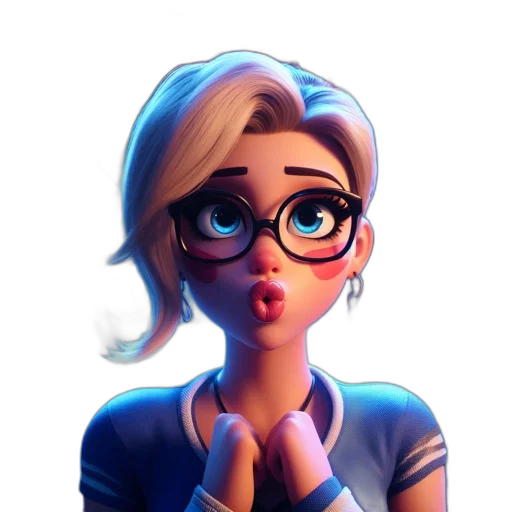 staff, face, cartoon, 3d render, anime, concept art, blue, animated transparent PNG cut-out