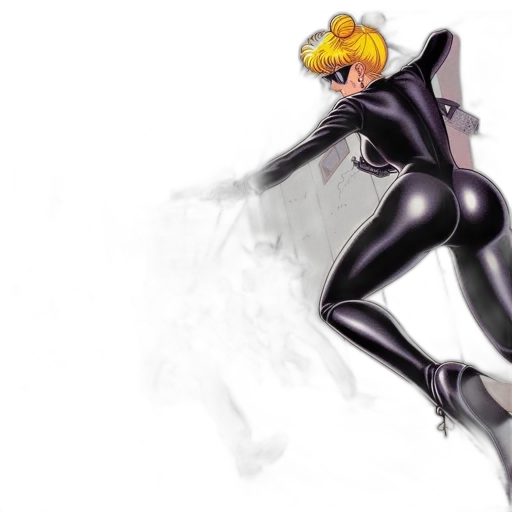 concept art, comic book art, 3d render, cartoon, futuristic, interior, woman, black transparent PNG cut-out