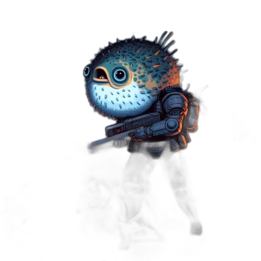 robot, staff, creature, animal, concept art, fantasy art, 3d render, photorealistic transparent PNG cut-out