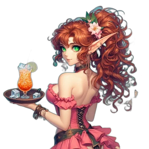 dress, staff, food, fantasy art, pixel art, anime, concept art, pastel transparent PNG cut-out