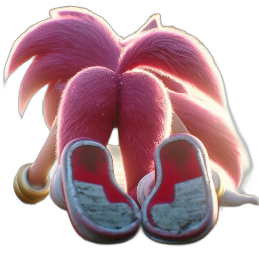 shoes, creature, hair, animal, 3d render, concept art, vaporwave, photorealistic transparent PNG cut-out
