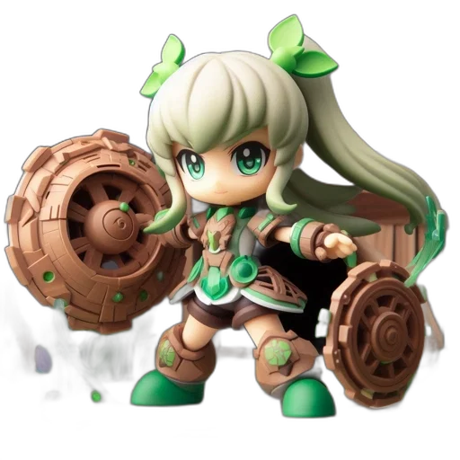 weapon, robot, concept art, 3d render, fantasy art, anime, green, anime-styled transparent PNG cut-out