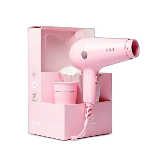 robot, vaporwave, 3d render, pastel, pink, hair, dryer, white transparent PNG cut-out
