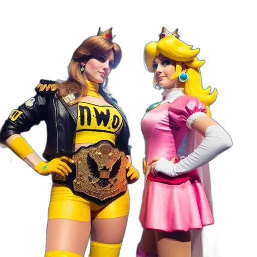 crown, concept art, 3d render, pixel art, comic book art, two, female, wrestlers transparent PNG cut-out