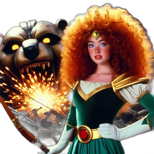 comic book art, fantasy art, concept art, 3d render, woman, red, curly, hair transparent PNG cut-out