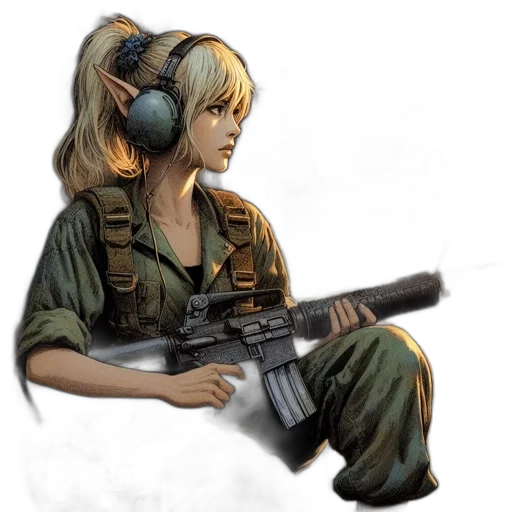 weapon, staff, concept art, fantasy art, pixel art, comic book art, female, military transparent PNG cut-out