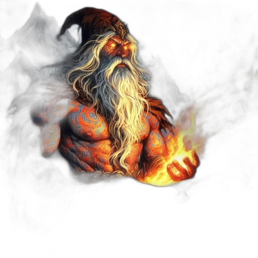 dragon, fantasy art, concept art, pixel art, photorealistic, fire, older, man transparent PNG cut-out