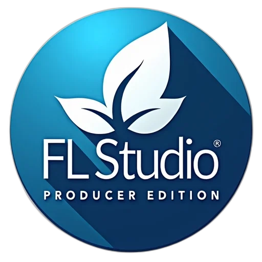 3d render, circular, logo, blue, background, stylized, white, leaf transparent PNG cut-out