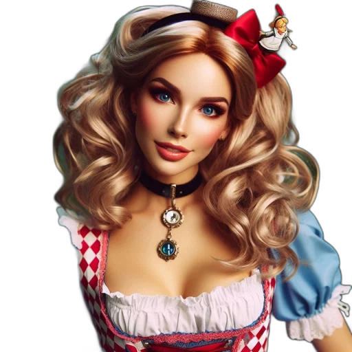 dress, photorealistic, fantasy art, oil painting, cartoon, woman, blonde, hair transparent PNG cut-out