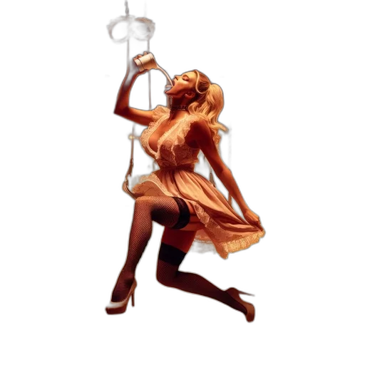 dress, bottle, staff, concept art, pixel art, 3d render, fantasy art, acrobat transparent PNG cut-out