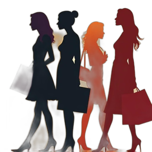 dress, jewelry, concept art, cartoon, colorful, silhouettes, shopping, women transparent PNG cut-out