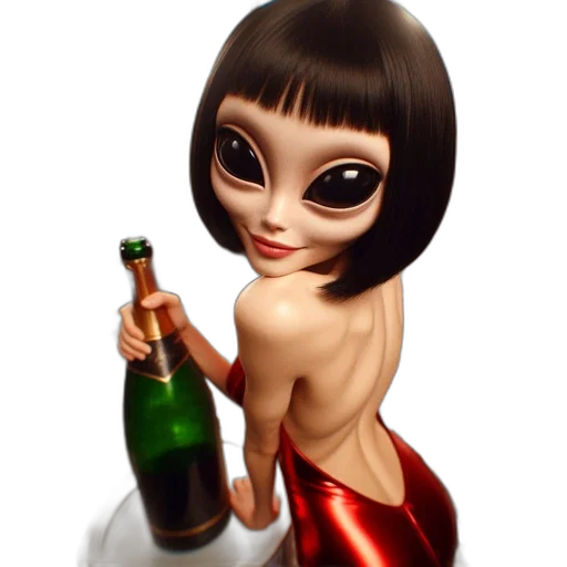cartoon, 3d render, concept art, fantasy art, unusual, character, large, alien-like transparent PNG cut-out