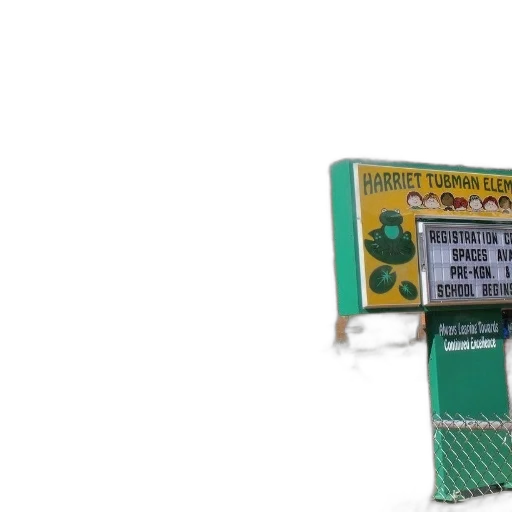 building, staff, 3d render, green, sign, harriet, tubman, elementary transparent PNG cut-out
