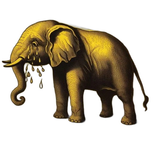 animal, creature, concept art, photorealistic, golden, elephant, depicted, motion transparent PNG cut-out