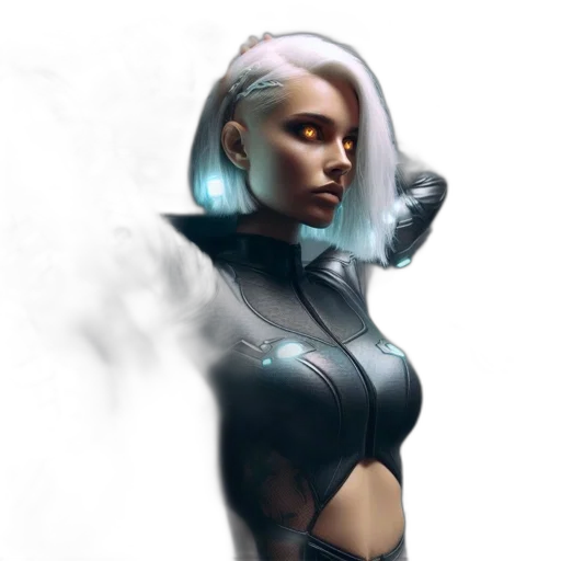 robot, face, concept art, fantasy art, cyberpunk, comic book art, outer space, neon lights transparent PNG cut-out