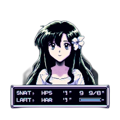 flower, staff, weapon, pixel art, vaporwave, anime, concept art, monochrome transparent PNG cut-out
