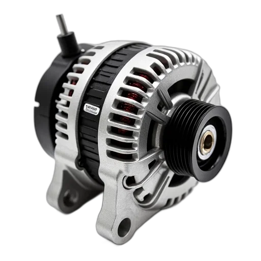 3d render, close-up, image, car, alternator, black, silver, color transparent PNG cut-out