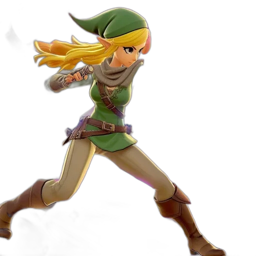 weapon, sword, staff, concept art, 3d render, green, female, character transparent PNG cut-out