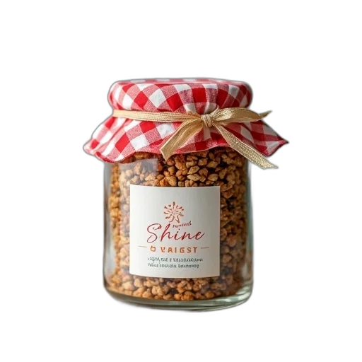 glass, jar, filled, granola, placed, kitchen, counter, has transparent PNG cut-out