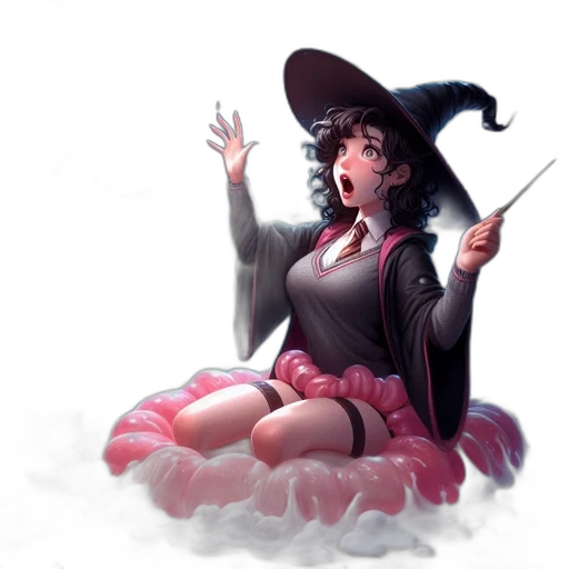 staff, dress, hat, concept art, fantasy art, 3d render, pixel art, fog transparent PNG cut-out