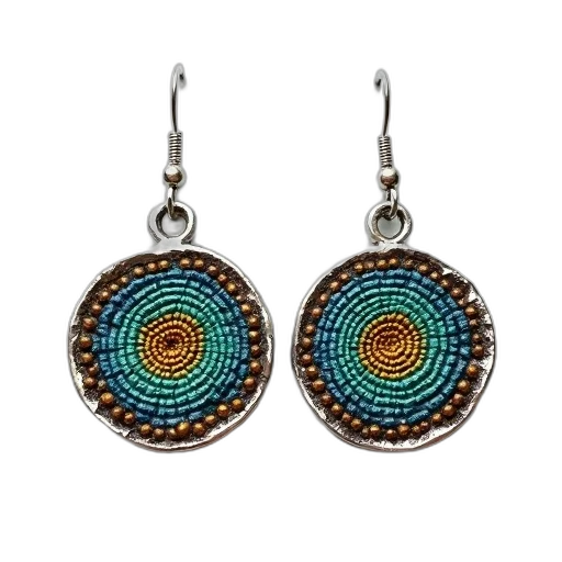 jewelry, pair, earrings, textured, multicolored, design, resembles, cross-section transparent PNG cut-out