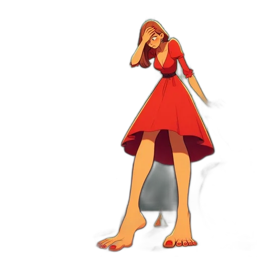 dress, staff, concept art, 3d render, cartoon, fantasy art, red, witch transparent PNG cut-out