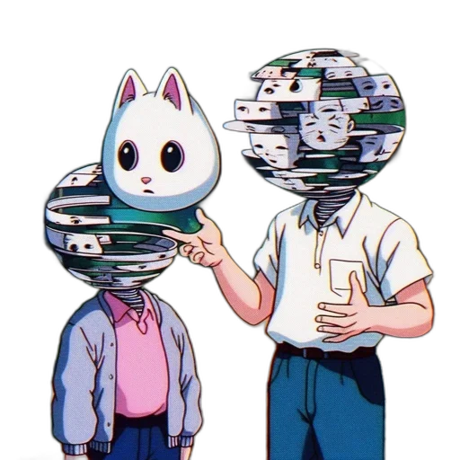 mask, robot, staff, hat, vaporwave, pixel art, concept art, anime transparent PNG cut-out