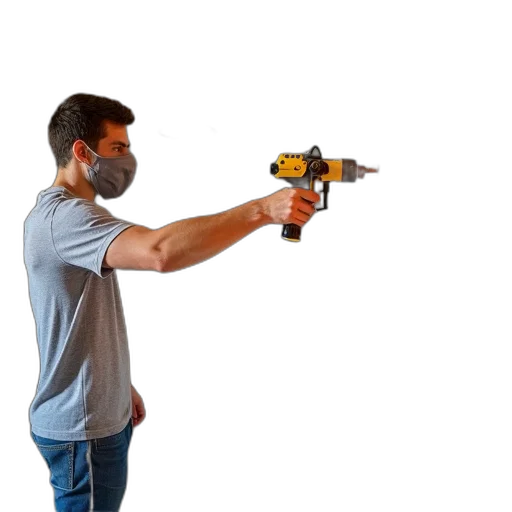 weapon, staff, mask, robot, 3d render, concept art, photorealistic, man transparent PNG cut-out