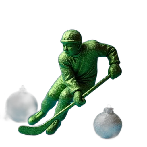 3d render, photorealistic, concept art, fantasy art, green, cute, hockey, player transparent PNG cut-out