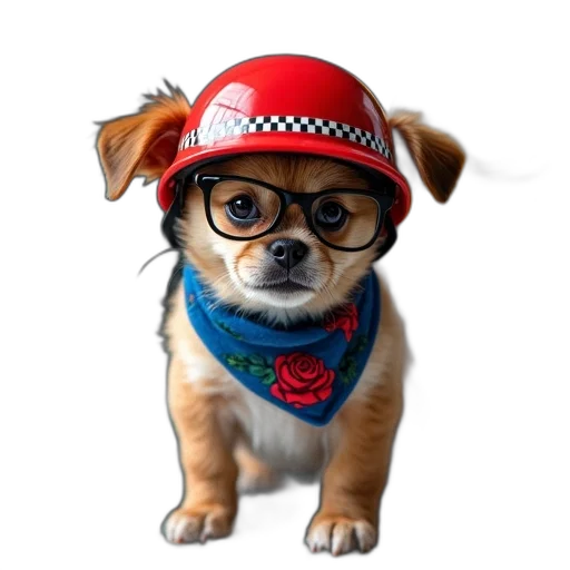 hat, staff, animal, photorealistic, 3d render, small, dog, wearing transparent PNG cut-out